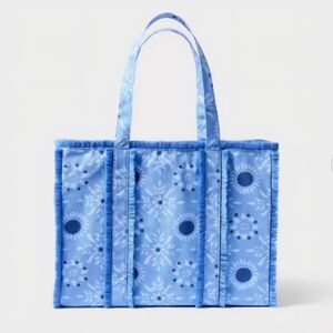 NWT Star Medallion Fringe Canvas Tote Bag Blue - Roller Rabbit x Target